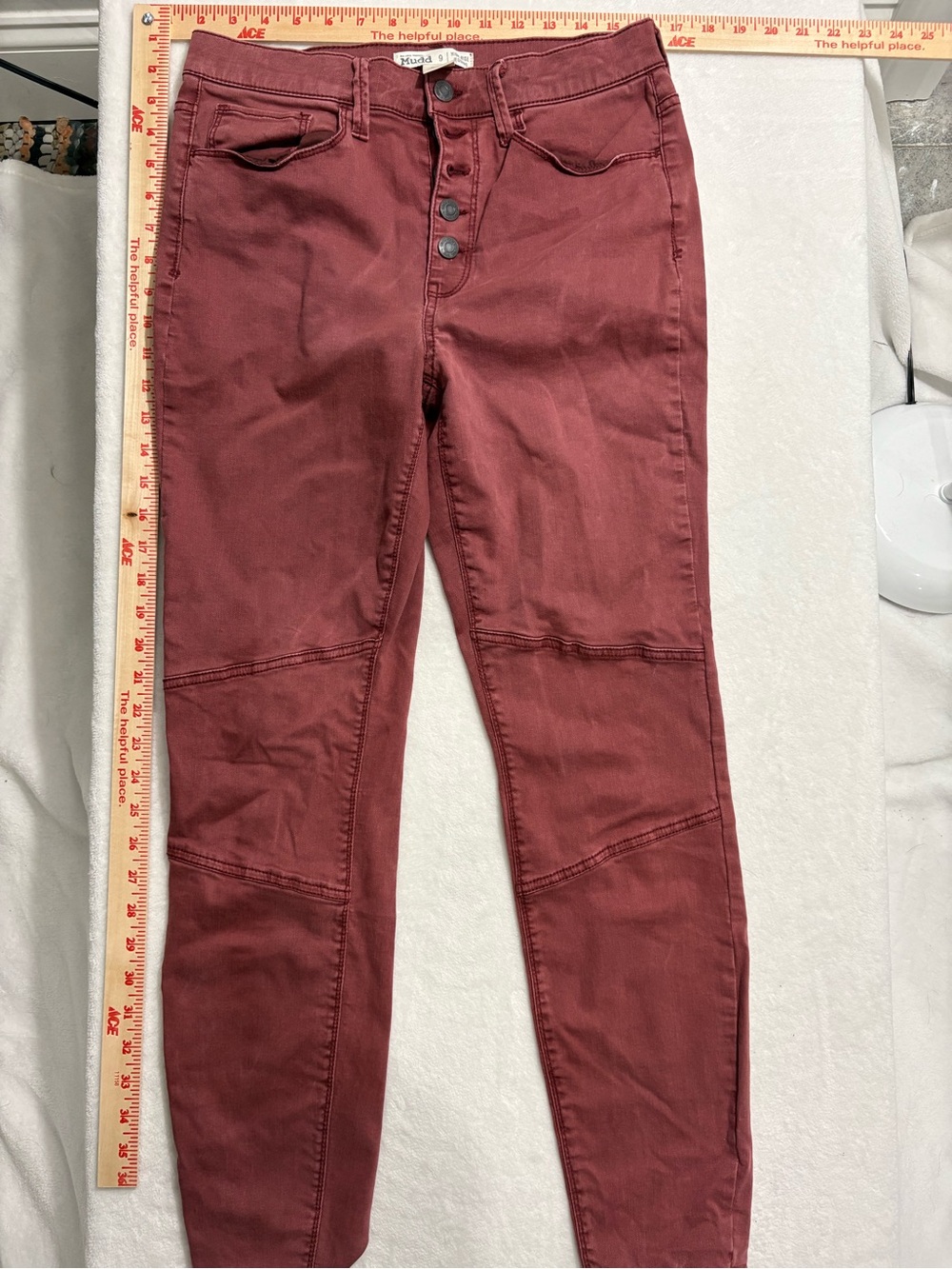Mudd High-Rise Button-Fly Women’s Jeans — Rust Red